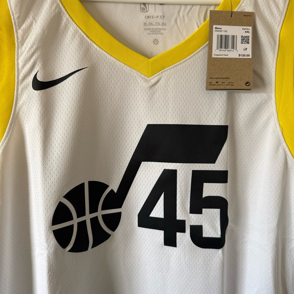 Men’s Nike Donovan Mitchell #45 Utah Jazz Swingman NBA Jersey Sz 56 - White NWT - Picture 2 of 6